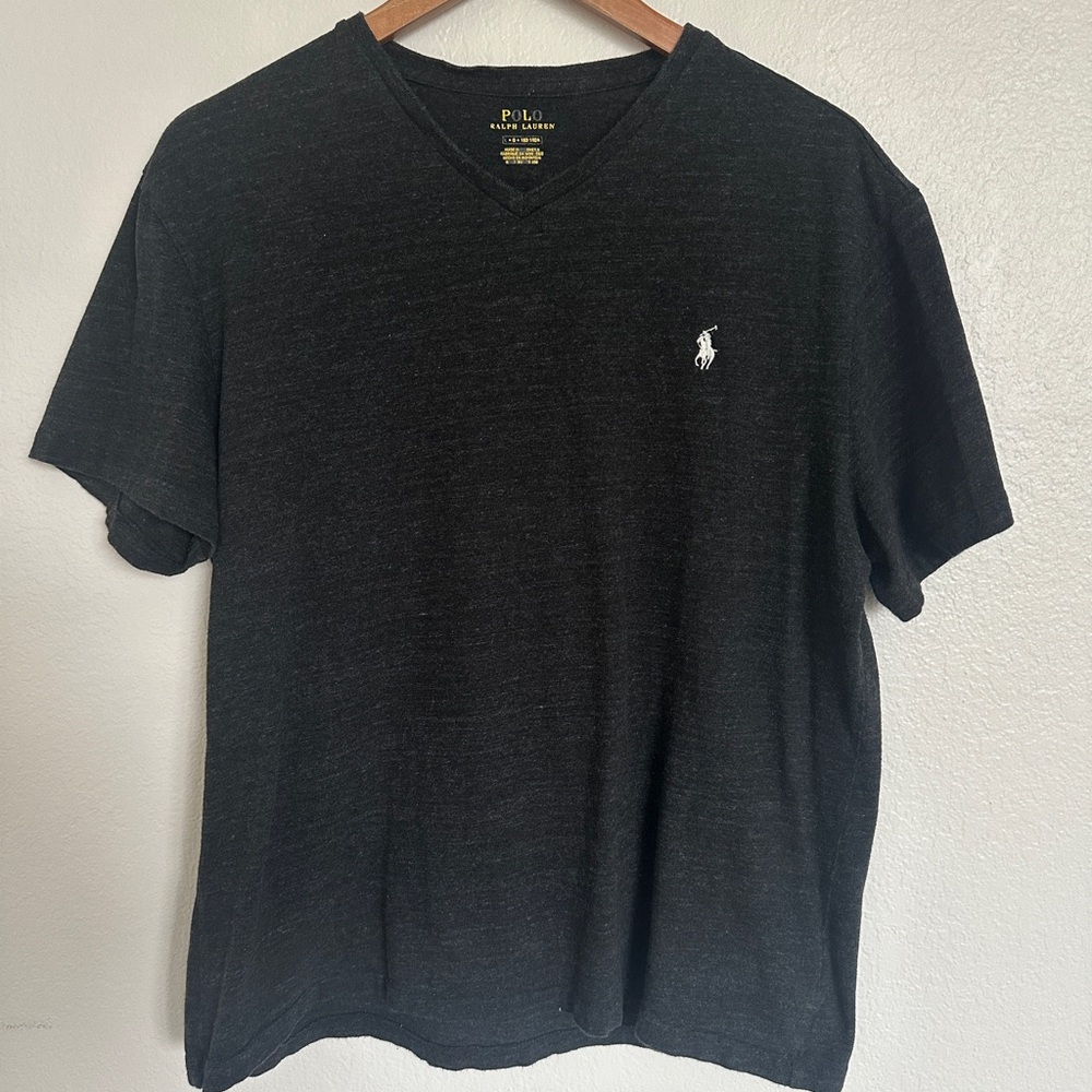 Polo Ralph Lauren V-Neck T-Shirt Black Heather – Size L